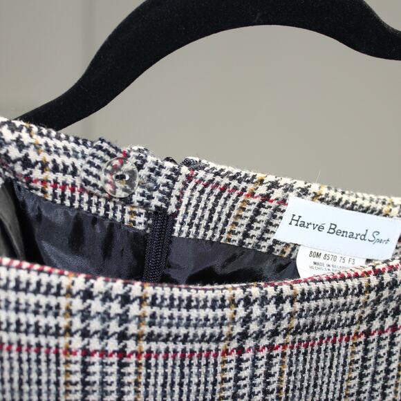 Vintage Harve Bernard Sport 100% Wool Houndstooth Maxi Skirt Size 14 - Picture 8 of 9